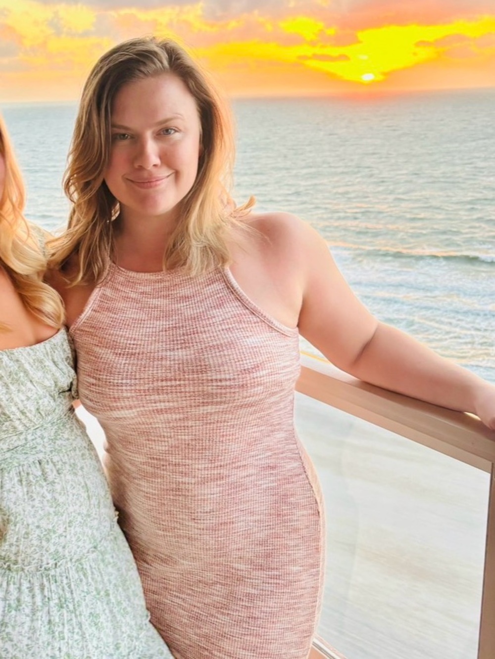 Old Navy Dusty Pink Ribbed Midi Tank Dress